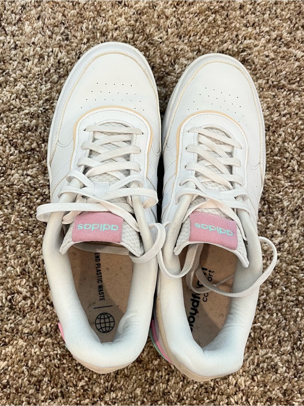 Adidas Post Moves White Shoes Womens Size 11 Cloudfoam Super - Picture 5 of 9